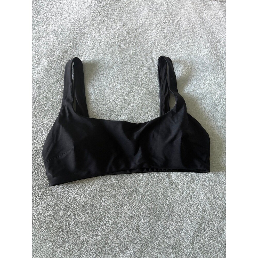 Womens teens girls black bikini top swimsuit swim wide strap bra padding nwot